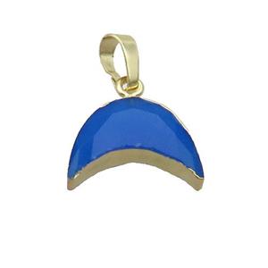 Natural Agate Moon Pendant Blue Dye Gold Plated, approx 13-18mm [GM19581]