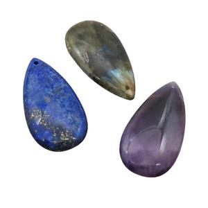 Natural Gemstone Teardrop Pendant Mixed, approx 20-40mm [GM19594]
