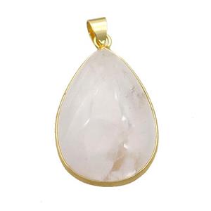 Natural Clear Quartz Teardrop Pendant, approx 20-30mm [GM19595]