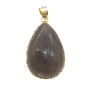 Natural Gray Agate Teardrop Pendant, approx 20-30mm [GM19600]