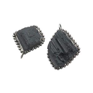 Black Tourmaline Pendant Freeform Antique Silver, approx 20-35mm [GM19605]