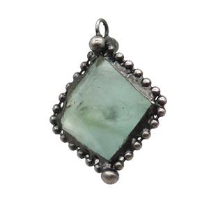 Green Fluorite Pendant Freeform Antique Silver, approx 20-30mm [GM19606]