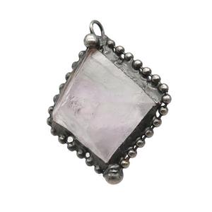 Fluorite Pendant Freeform Multicolor Antique Silver, approx 20-30mm [GM19607]