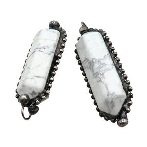 White Howlite Turquoise Bullet Pendant Antique Silver, approx 13.5-45mm [GM19611]