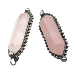 Pink Rose Quartz Bullet Pendant Antique Silver, approx 13.5-45mm [GM19612]