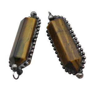 Tiger Eye Stone Bullet Pendant Antique Silver, approx 13.5-45mm [GM19614]