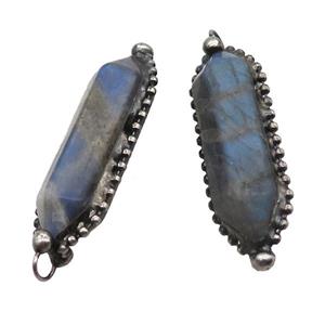 Labradorite Bullet Pendant Antique Silver, approx 13.5-45mm [GM19615]