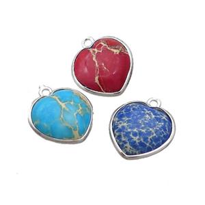 Imperial Jasper Heart Pendant Mixed Color, approx 17mm [GM19623]