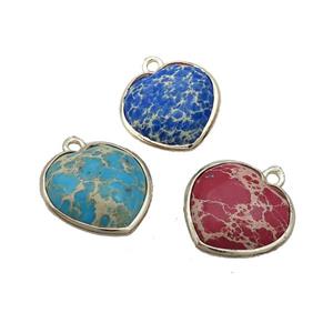 Imperial Jasper Heart Pendant Mixed Color, approx 17mm [GM19627]