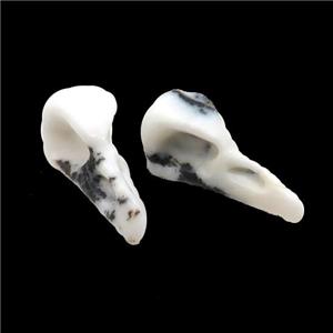 White Black Jasper Raven Pendant Undrilled, approx 15-30mm [GM19635]