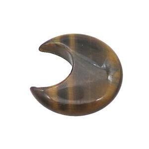 Tiger Eye Stone Moon Pendant Undrilled, approx 28-30mm [GM19663]