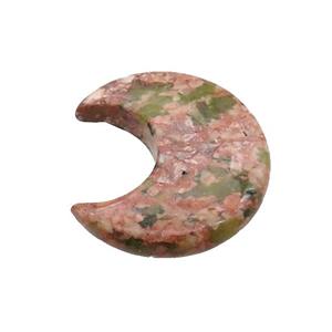 Unakite Moon Pendant Undrilled, approx 28-30mm [GM19664]