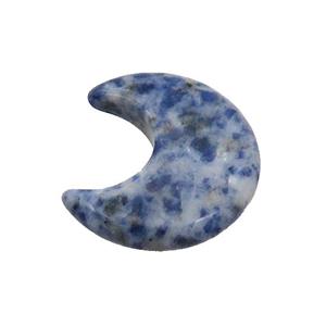Blue Dalmatian Jasper Moon Pendant Undrilled, approx 28-30mm [GM19665]