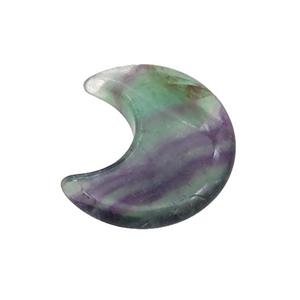 Fluorite Moon Pendant Undrilled Multicolor, approx 28-30mm [GM19667]