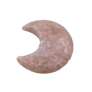 Pink Cherry Agate Moon Pendant Undrilled, approx 28-30mm [GM19669]