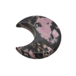 Rhodonite Moon Pendant Undrilled, approx 28-30mm [GM19670]