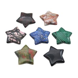 Mixed Gemstone Star Pendant Undrilled Nohole, approx 30mm [GM19701]