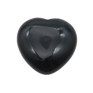 Black Onyx Agate Heart Pendant Undrilled Nohole, approx 30mm [GM19702]