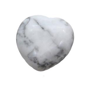 White Howlite Heart Pendant Undrilled, approx 30mm [GM19713]