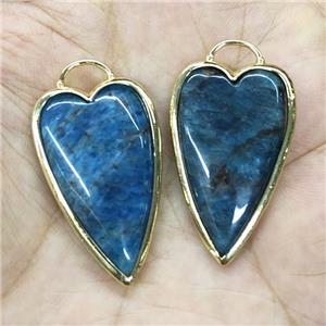 Natural Apatite Arrowhead Pendant Blue Heart Gold Plated, approx 18-35mm [GM19731]