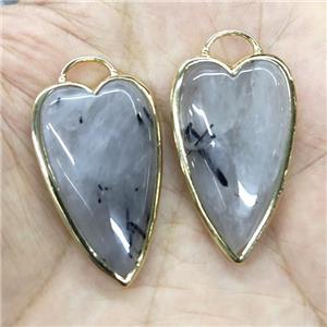 Natural Rutilated Quartz Arrowhead Pendant Gold Plated, approx 18-35mm [GM19733]