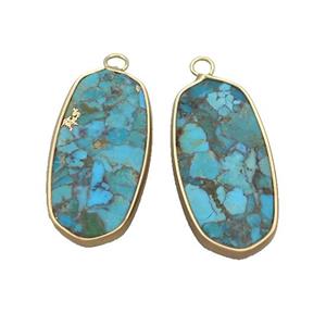 Blue Mosaic Turquoise Pendant Gold Plated, approx 16.5-34mm [GM19735]