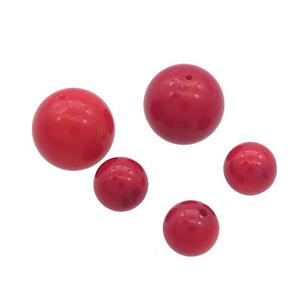 Red Coral Beads Round Half Drilled, approx 7.5mm dia [GM19738-8MM]
