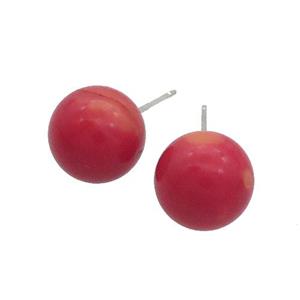 Red Coral Stud Earring 925 Sterling Silver, approx 11mm [GM19747]