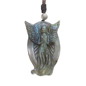 Natural Labradorite Necklace Angel, approx 30-50mm [GM19753]