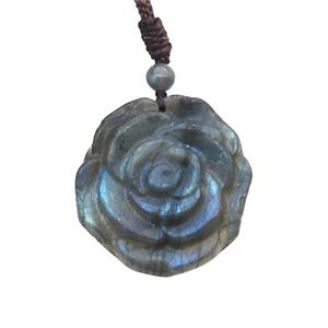 Natural Labradorite Necklace Flower, approx 35mm [GM19754]