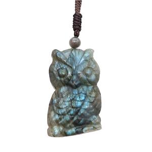 Natural Labradorite Necklace Owl, approx 28-42mm [GM19759]
