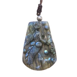 Natural Labradorite Necklace Mermaid, approx 33-50mm [GM19760]