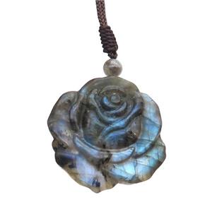 Natural Labradorite Necklace Flower, approx 35mm [GM19761]