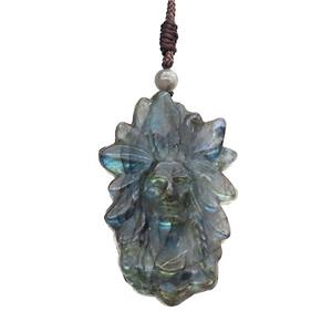 Natural Labradorite Necklace Elder, approx 35-55mm [GM19766]