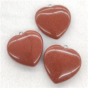 Natural Golden Sandstone Heart Pendant, approx 40mm [GM19770]