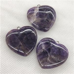 Natural Amethyst Heart Pendant Purple, approx 40mm [GM19771]