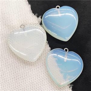 White Opalite Heart Pendant, approx 40mm [GM19772]