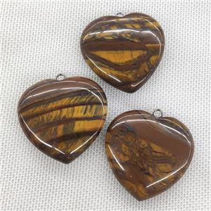 Natural Iron Tiger Eye Sotne Heart Pendant Ferruginous, approx 40mm [GM19775]