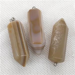 Natural Agate Bullet Pendant, approx 15-45mm [GM19816]