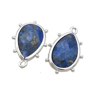 Natural Blue Lapis Lazuli Teardrop Pendant Platinum Plated, approx 10-18mm [GM19822]