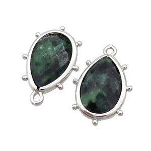 Green Zoisite Teardrop Pendant Platinum Plated, approx 10-18mm [GM19826]