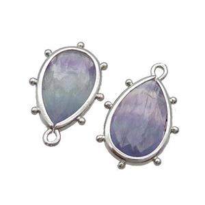 Purple Fluorite Teardrop Pendant Platinum Plated, approx 10-18mm [GM19828]