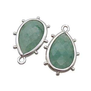 Natural Green Strawberry Quartz Teardrop Pendant Platinum Plated, approx 10-18mm [GM19830]