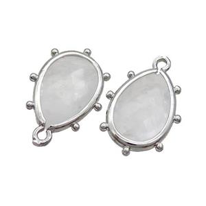 White Crystal Quartz Teardrop Pendant Platinum Plated, approx 10-18mm [GM19835]
