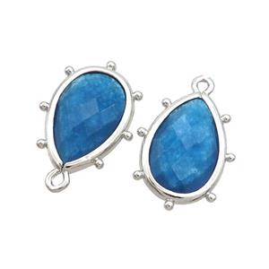 Blue Dye Jade Teardrop Pendant Platinum Plated, approx 10-18mm [GM19837]