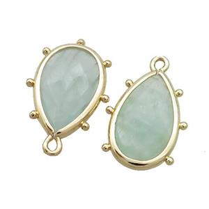 Natural Green Fluorite Teardrop Pendant Gold Plated, approx 10-18mm [GM19839]