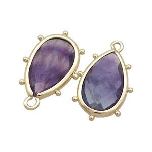 Natural Purple Fluorite Teardrop Pendant Gold Plated, approx 10-18mm [GM19841]