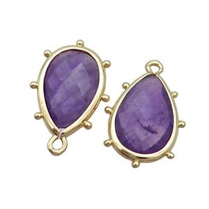 Natural Purple Amethyst Teardrop Pendant Gold Plated, approx 10-18mm [GM19842]