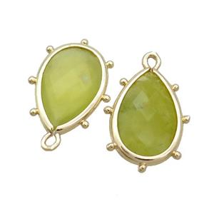 Natural Lemon Jade Teardrop Pendant Olive Gold Plated, approx 10-18mm [GM19843]