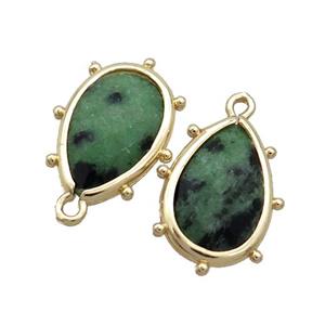 Natural Zoisite Teardrop Pendant Green Gold Plated, approx 10-18mm [GM19846]